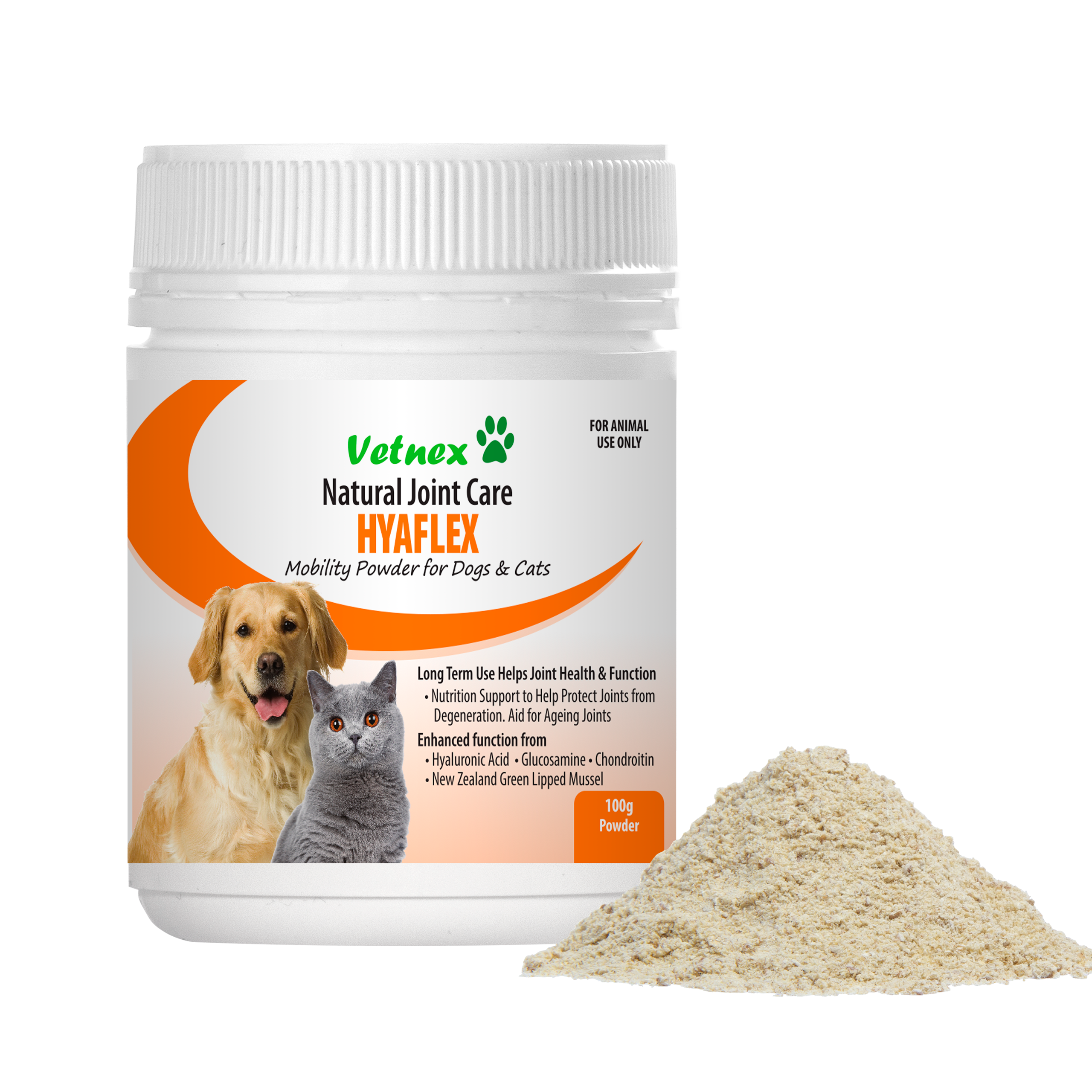 Vetnex Hyaflex Mobility Powder for Dogs & Cats 100g